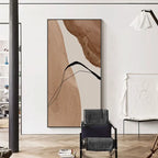 Modern Brown Beige Black Abstract Wall Art Fine Art Canvas Print Vertical Format Nordic Picture For Living Room Bedroom Scandinavian Foyer Art Decor