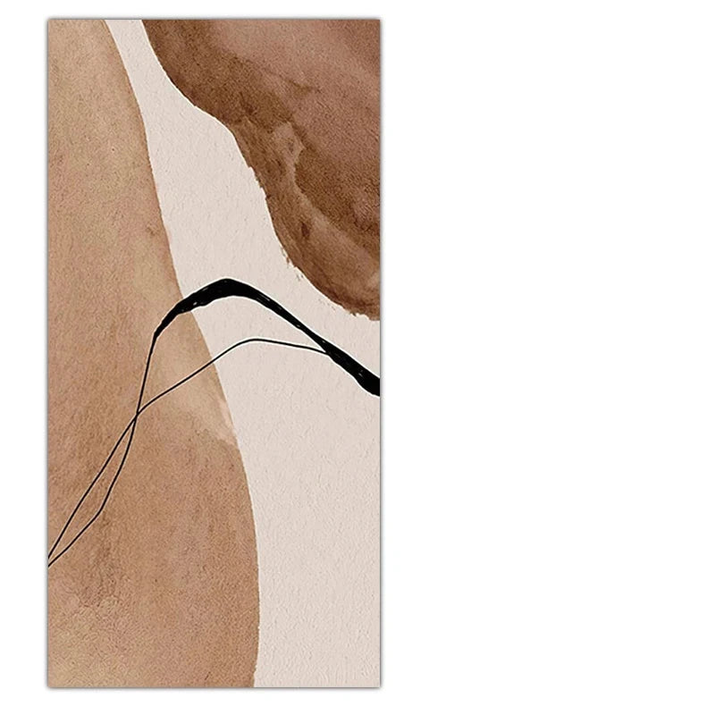Modern Brown Beige Black Abstract Wall Art Fine Art Canvas Print Vertical Format Nordic Picture For Living Room Bedroom Scandinavian Foyer Art Decor