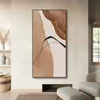 Modern Brown Beige Black Abstract Wall Art Fine Art Canvas Print Vertical Format Nordic Picture For Living Room Bedroom Scandinavian Foyer Art Decor