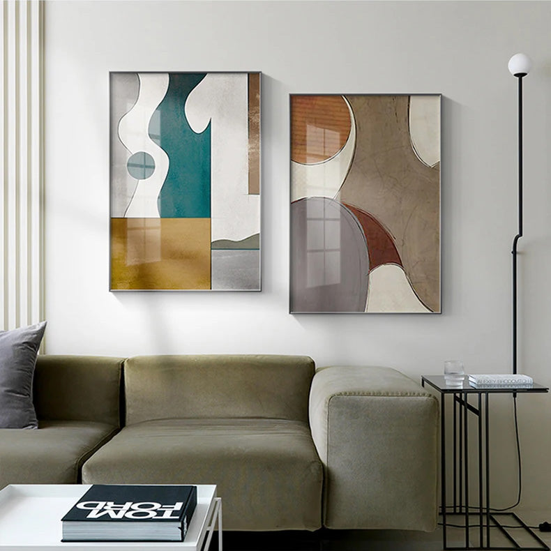 Image showcasing Modern Color Curves Abstract Geometric Wall Art Fine Art Line Art Canv ...