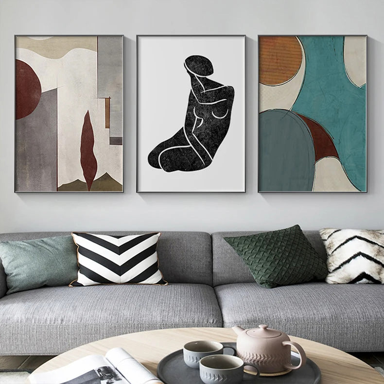 Modern Color Curves Abstract Geometric Wall Art Fine Art Line Art Canvas Prints Pictures For Living Room Bedroom Art For Contemporary Interiors
