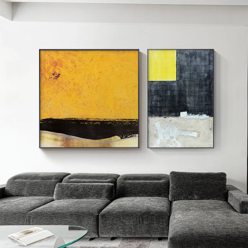 Modern Colorful Industrial Abstract Wall Art Fine Art Canvas Prints Square Format Pictures For Living Room Bedroom Home Office Art Decor