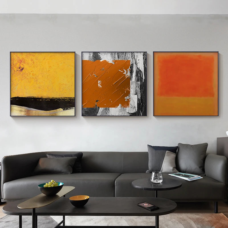 Modern Colorful Industrial Abstract Wall Art Fine Art Canvas Prints Square Format Pictures For Living Room Bedroom Home Office Art Decor