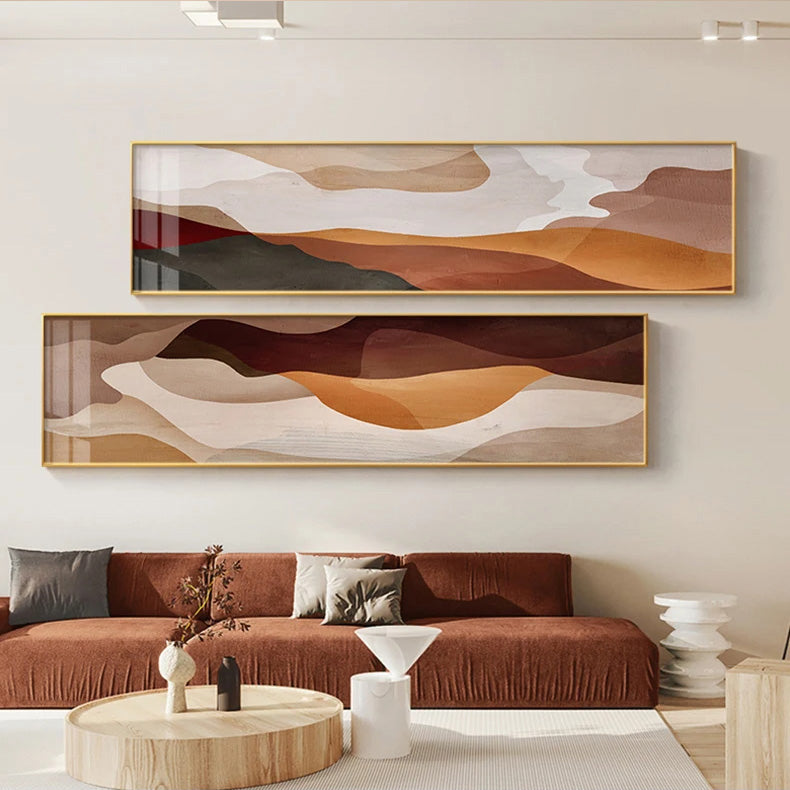 Modern Earthy Brown Abstract Wide Format Wall Art Fine Art Canvas Prints Living Room Pictures For Above The Sofa Art For Above The Bed 2025