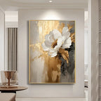 Floral painting in a modern interior setting