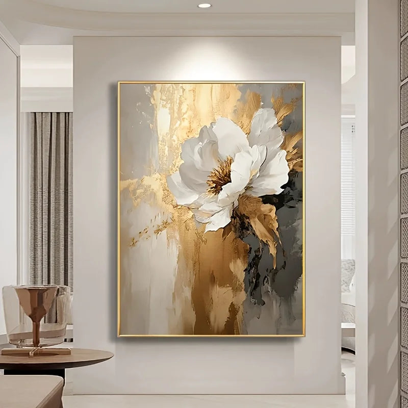 Floral painting in a modern interior setting