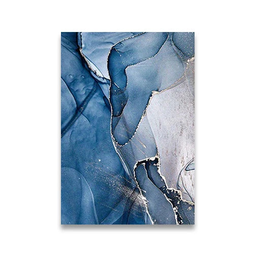 Modern Exotic Liquid Blue Marble Print Floral Wall Art Fine Art Canvas Prints Nordic Abstract Pictures For Living Room Hotel Room Art Decor
