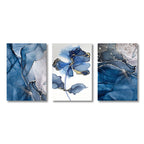 Modern Exotic Liquid Blue Marble Print Floral Wall Art Fine Art Canvas Prints Nordic Abstract Pictures For Living Room Hotel Room Art Decor