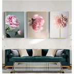Modern Floral Pink Petal Flowers Wall Art Fine Art Canvas Prints Elegant Botanical Pictures For Living Room Bedroom Hotel Room Art Decor