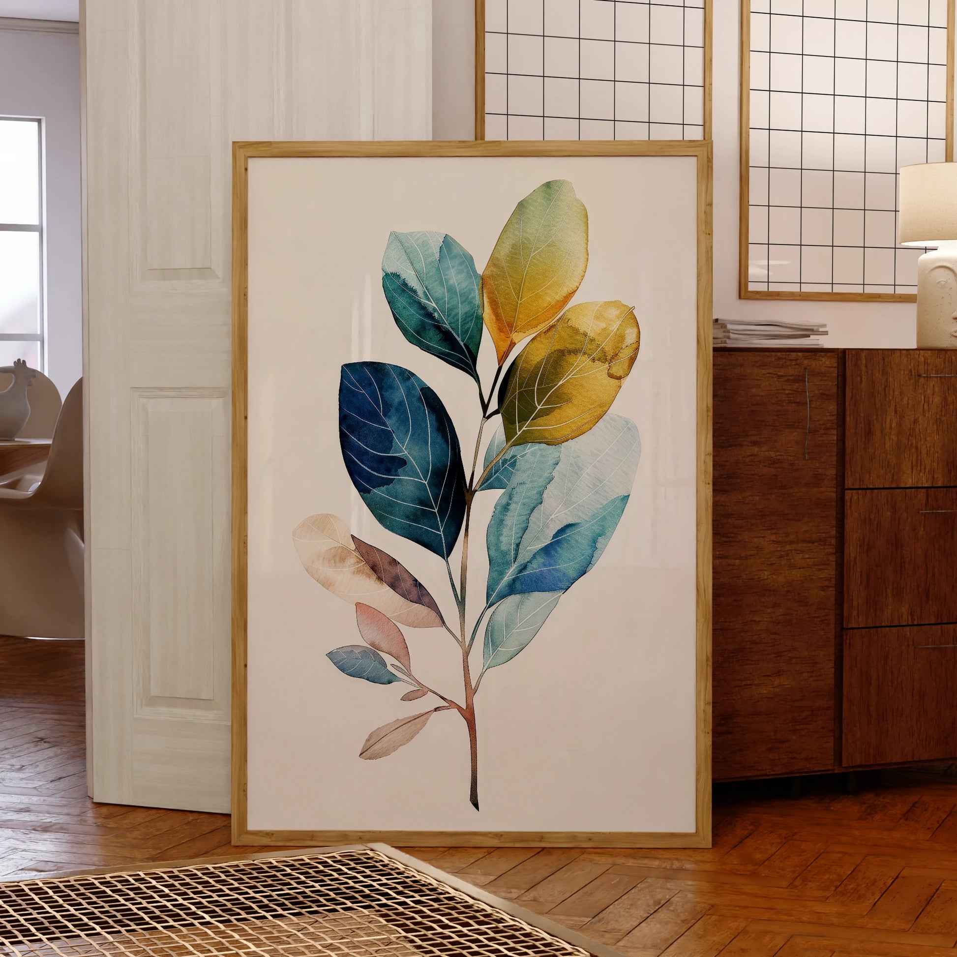 Modern Floral Vivid Blue Watercolor Wall Art Fine Art Canvas Prints Contemporary Botanical Pictures For Living Room Dining Room Art Decor