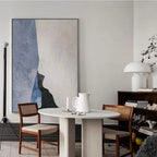 Modern Geometric Abstract Wall Art Fine Canvas Print - Bold Minimalist Grey Blue Beige Black Art Piece - Perfect for Contemporary Home and Office Decor