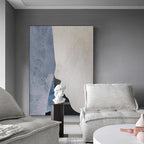 Modern Geometric Abstract Wall Art Fine Canvas Print - Bold Minimalist Grey Blue Beige Black Art Piece - Perfect for Contemporary Home and Office Decor