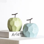 Modern Geometric Apple and Pear Ceramic Ornaments – Faceted Minimalist Fruit Sculptures for Contemporary Kitchen & Coffee Table Décor
