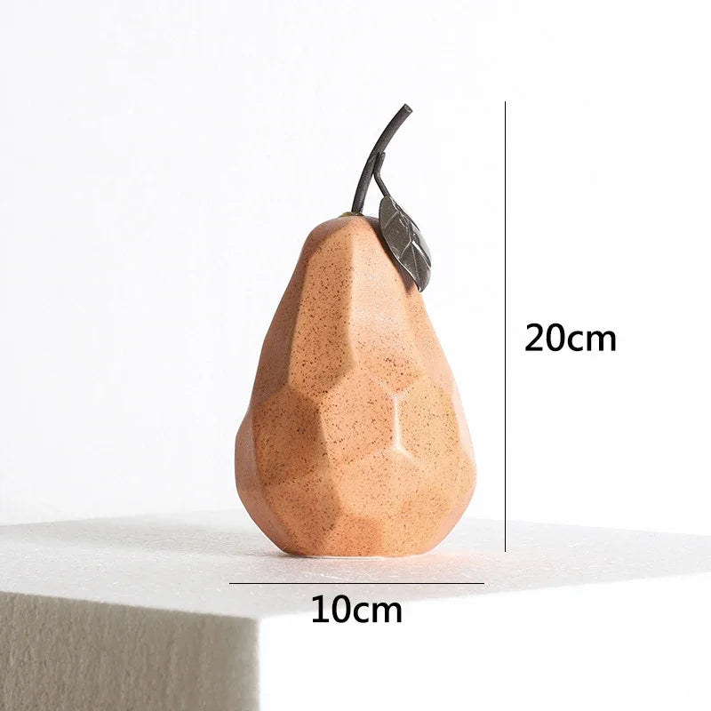 Wooden pear-shaped object with measurements on a white background