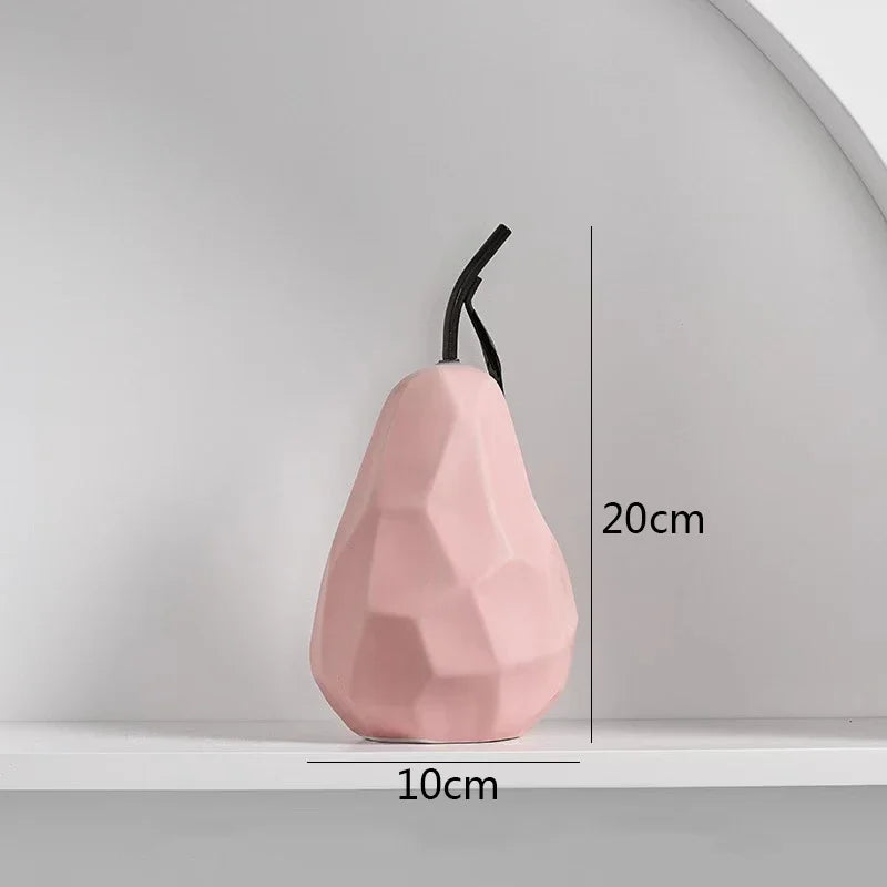 Pink pear-shaped vase with measurements on a light gray background