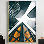 Modern Geometric Architectural Wall Art Fine Art Canvas Prints Black Gray Orange Abstract Pictures For Living Room Studio Home Office Art Decor