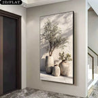 Decorative wall art of potted plants in a modern interior setting