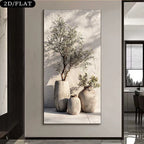 Decorative wall art of potted plants in a modern interior setting
