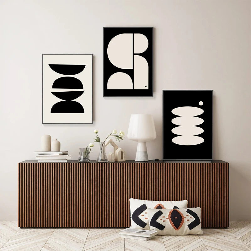 Modern Minimalist Abstract Black White Wall Art Fine Art Canvas Prints Green Black Geometric Pictures For Living Room Home Office Art For Contemporary Interiors