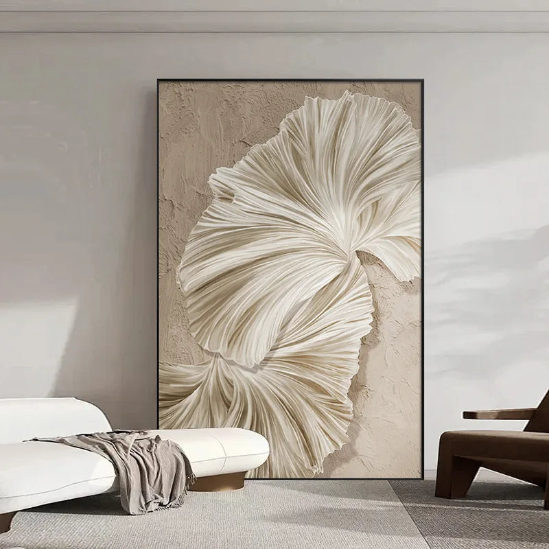 Modern Minimalist Abstract Cream Beige Botanical Wall Art Fine Art Canvas Prints Pictures For Living Room Bedroom Art For Contemporary Home Decor