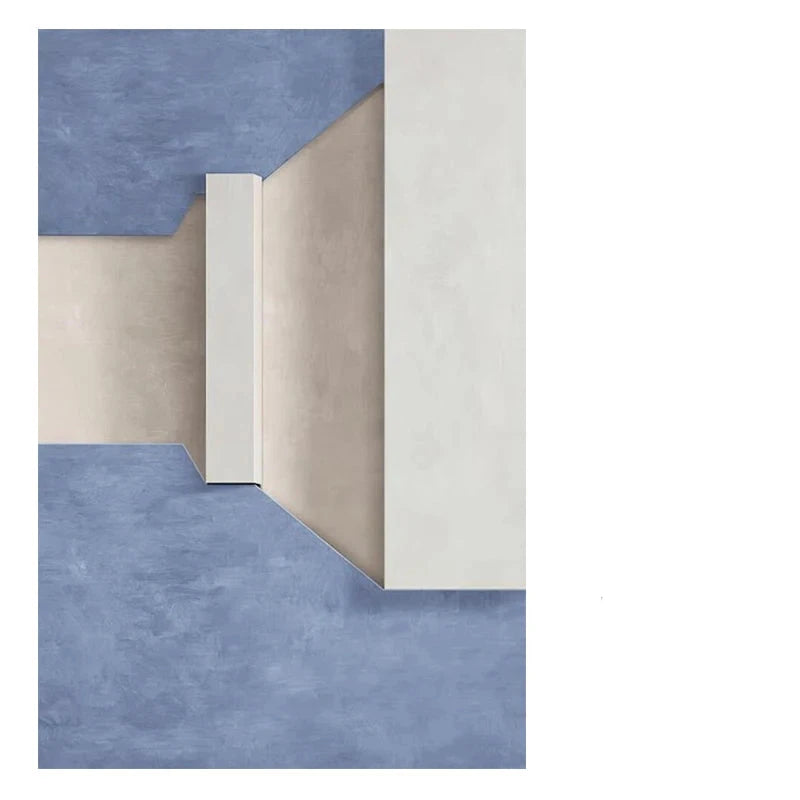 Modern Minimalist Abstract Geometric Canvas Print Wall Art - Three-Dimensional Design in Blue, Beige, and White - Contemporary Wall Art for Home or Office Decor