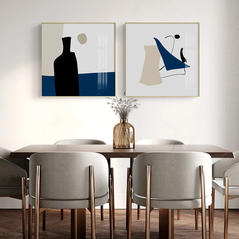 Modern Minimalist Abstract Still Life Wall Art Fine Art Canvas Prints Square Format Pictures For Living Room Dining Room Contemporary Home Decor