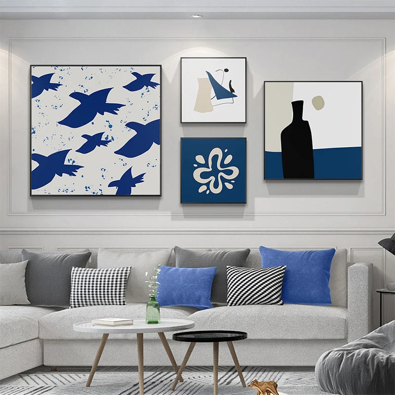 Modern Minimalist Abstract Still Life Wall Art Fine Art Canvas Prints Square Format Pictures For Living Room Dining Room Contemporary Home Decor