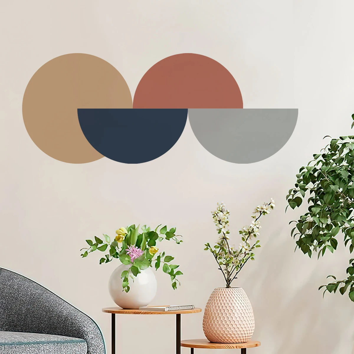 Modern & Minimalist Geometric Circles Wall Mural – Abstract Dot Pattern Peel & Stick Wall Decal for Modern Bedrooms & Living Spaces