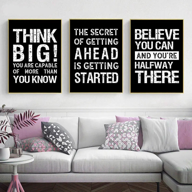 Modern Motivational Quotes Posters Black White Wall Art Fine Art Canvas Prints Pictures For Living Room Office Bedroom Inspirational Art Decor