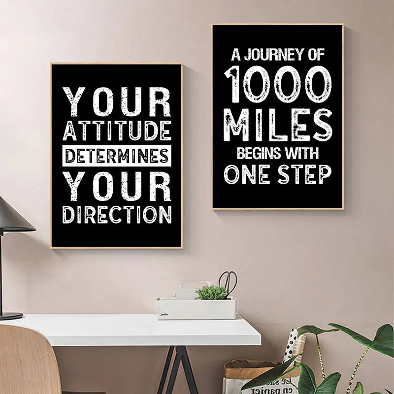 Modern Motivational Quotes Posters Black White Wall Art Fine Art Canvas Prints Pictures For Living Room Office Bedroom Inspirational Art Decor