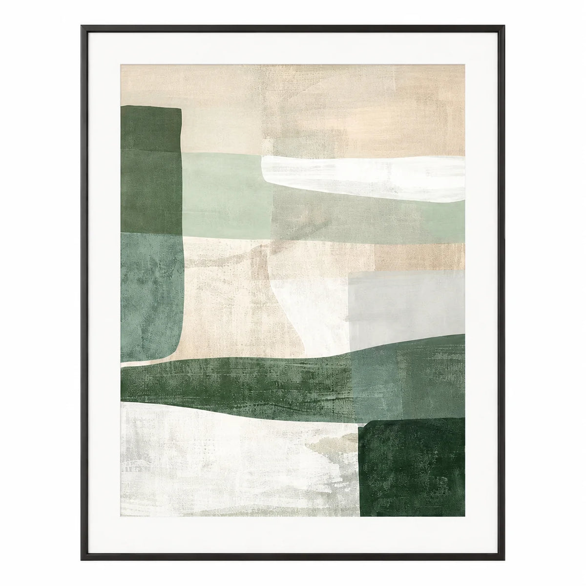 Modern Neutral Palette Beige Green Abstract Wall Art Fine Art Canvas Print Pictures For Living Room Dining Room or Bedroom - Contemporary Scandinavian Home Decor