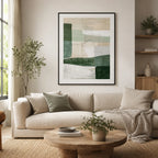 Modern Neutral Palette Beige Green Abstract Wall Art Fine Art Canvas Print Pictures For Living Room Dining Room or Bedroom - Contemporary Scandinavian Home Decor