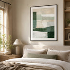 Modern Neutral Palette Beige Green Abstract Wall Art Fine Art Canvas Print Pictures For Living Room Dining Room or Bedroom - Contemporary Scandinavian Home Decor