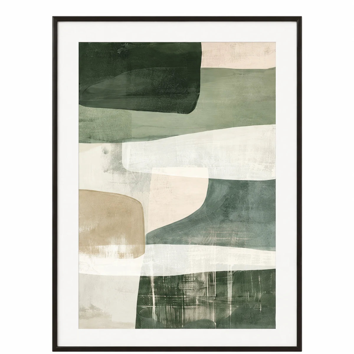 Modern Neutral Palette Beige Green Abstract Wall Art Fine Art Canvas Print Pictures For Living Room Dining Room or Bedroom - Contemporary Scandinavian Home Decor