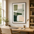 Modern Neutral Palette Beige Green Abstract Wall Art Fine Art Canvas Print Pictures For Living Room Dining Room or Bedroom - Contemporary Scandinavian Home Decor