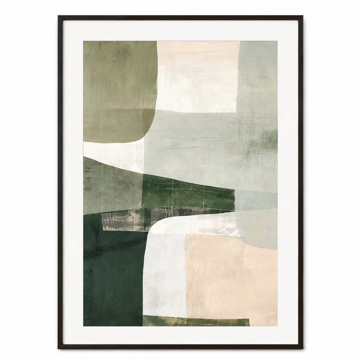 Modern Neutral Palette Beige Green Abstract Wall Art Fine Art Canvas Print Pictures For Living Room Dining Room or Bedroom - Contemporary Scandinavian Home Decor