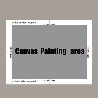 Canvas painting area with white border reserved text on a gray background
