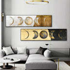 Modern Rustic Golden Moon Phases Wall Art Fine Art Canvas Prints Wide Format Pictures For Above The Bed Wide Pictures For Above The Sofa