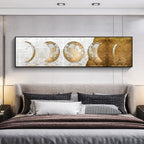 Modern Rustic Golden Moon Phases Wall Art Fine Art Canvas Prints Wide Format Pictures For Above The Bed Wide Pictures For Above The Sofa