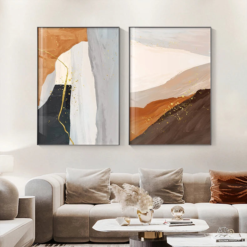 Modern Nordic Geomorphic Abstract Wall Art Fine Art Canvas Prints Neutral Tones Pictures For Living Room Art For Contemporary Interiors