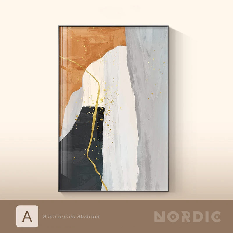 Modern Nordic Geomorphic Abstract Wall Art Fine Art Canvas Prints Neutral Tones Pictures For Living Room Art For Contemporary Interiors