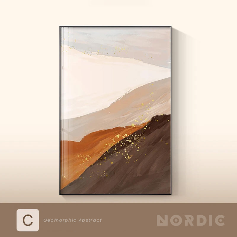 Modern Nordic Geomorphic Abstract Wall Art Fine Art Canvas Prints Neutral Tones Pictures For Living Room Art For Contemporary Interiors