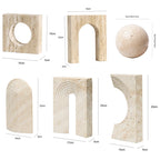 Set of stone arches and blocks with dimensions on a white background