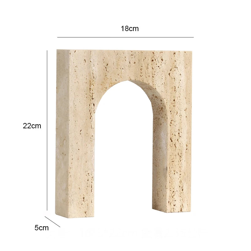 Beige stone archway with dimensions labeled on a white background
