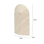 Beige stone bookend with dimensions on a white background
