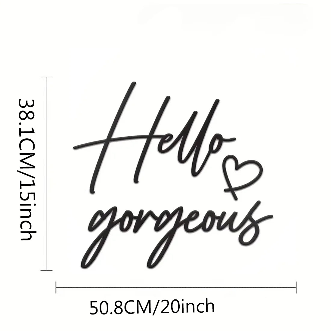 Modern Typographic Black Metal Wall Art 3d Iron Crafted Wall Mounted Decoration "Hello Gorgeous" Quote Wall Decor For Girl's Bedroom Beauty Salon Hairdresser Art Decor