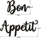 Modern Typographic Bon Appetit Sign Black Metal Wall Art 3d Iron Craft Wall Decoration For Dining Room Cafe Restaurant Creative Art Decor