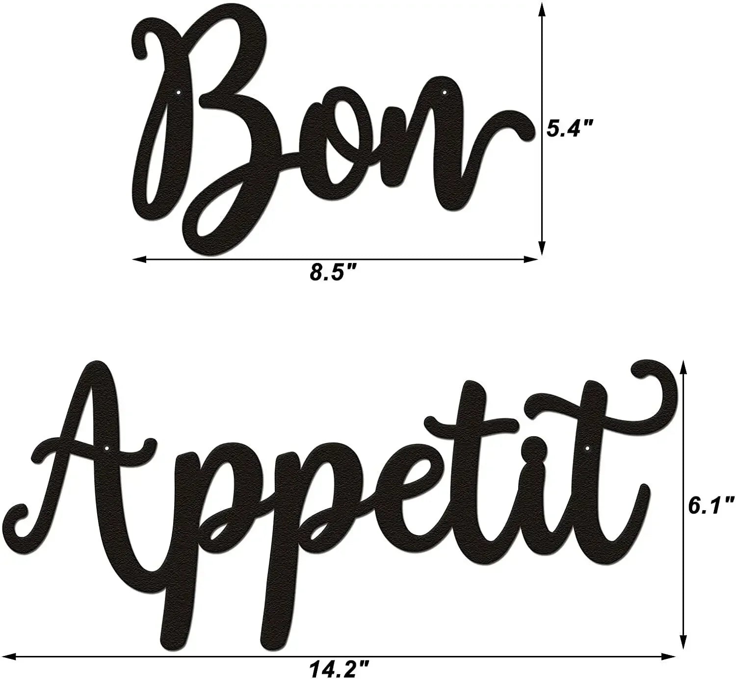 Modern Typographic Bon Appetit Sign Black Metal Wall Art 3d Iron Craft Wall Decoration For Dining Room Cafe Restaurant Creative Art Decor