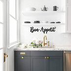 Modern Typographic Bon Appetit Sign Black Metal Wall Art 3d Iron Craft Wall Decoration For Dining Room Cafe Restaurant Creative Art Decor