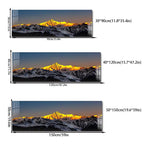 Panoramic mountain landscape with dimensions indicated on a white background